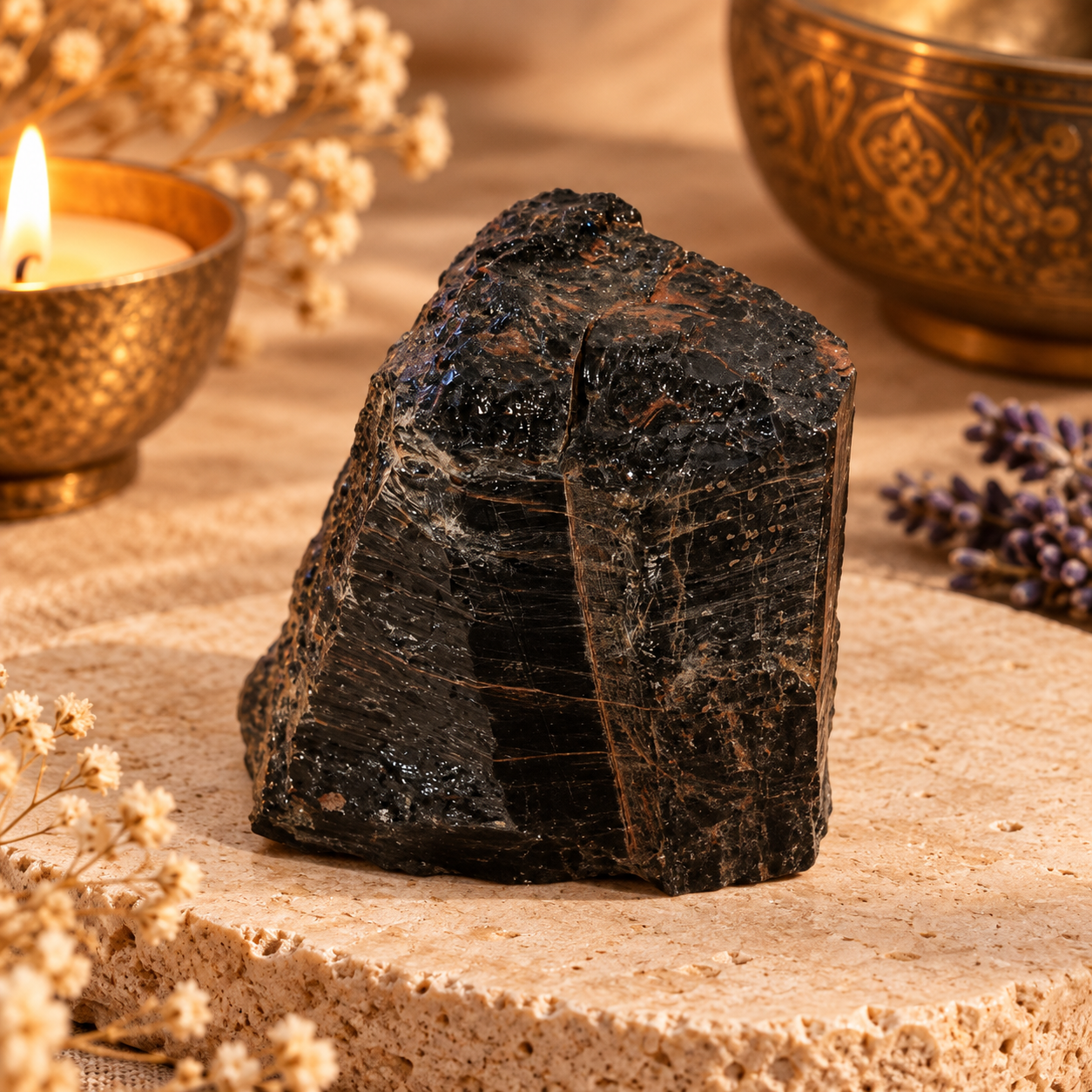 Piedra turmalina negra para el altar de Hécate - en bruto