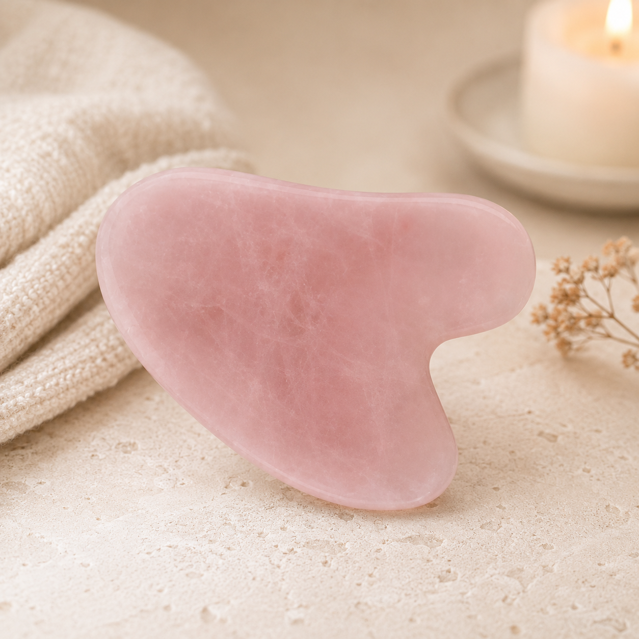 Gua Sha de Cuarzo Rosa